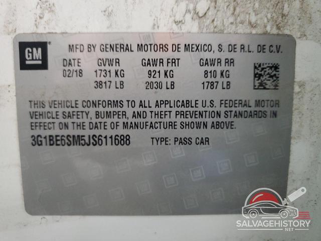 3G1BE6SM5JS611688 2018 CHEVROLET CRUZE photo no. 13