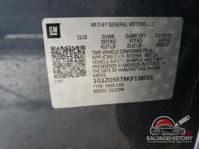 1G1ZD5ST9KF138001 2019 CHEVROLET MALIBU photo no. 12