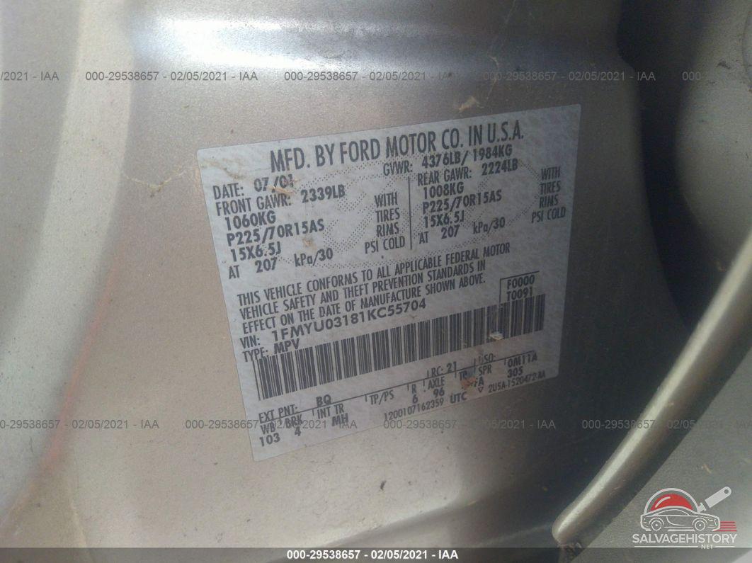 1FMYU03181KC55704 2001 FORD ESCAPE photo no. 9