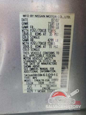 5N1AA08D38N610946 2008 NISSAN ARMADA photo no. 13