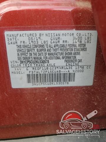 3N1CP5CU2KL530578 2019 NISSAN KICKS photo no. 13