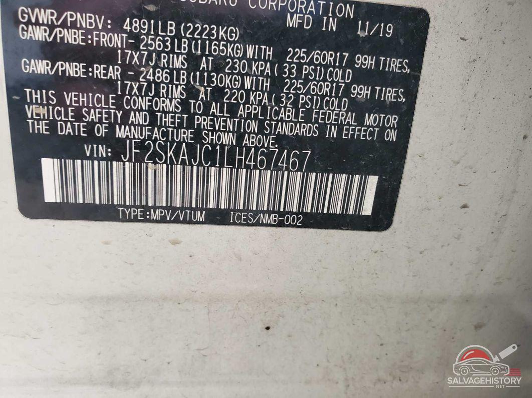 JF2SKAJC1LH467467 2020 SUBARU FORESTER photo no. 4