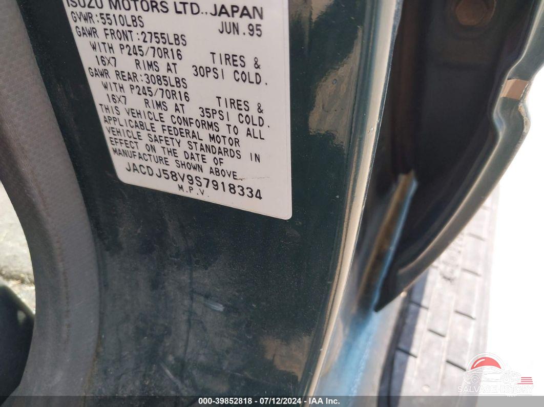 JACDJ58V9S7918334 1995 ISUZU TROOPER photo no. 9