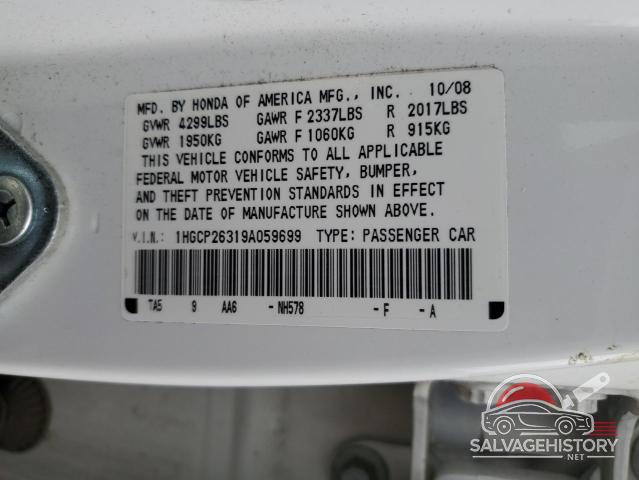 1HGCP26319A059699 2009 HONDA ACCORD photo no. 12