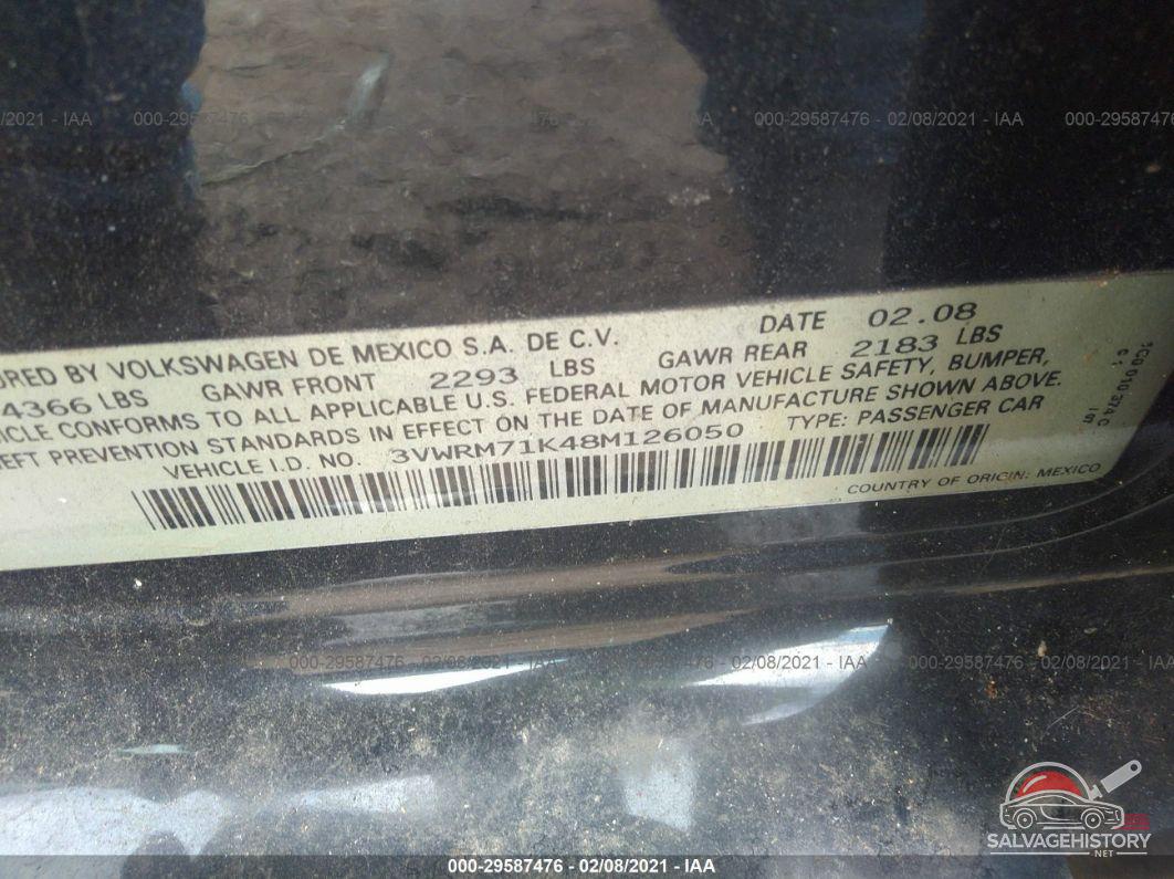 3VWRM71K48M126050 2008 VOLKSWAGEN JETTA SEDAN photo no. 9