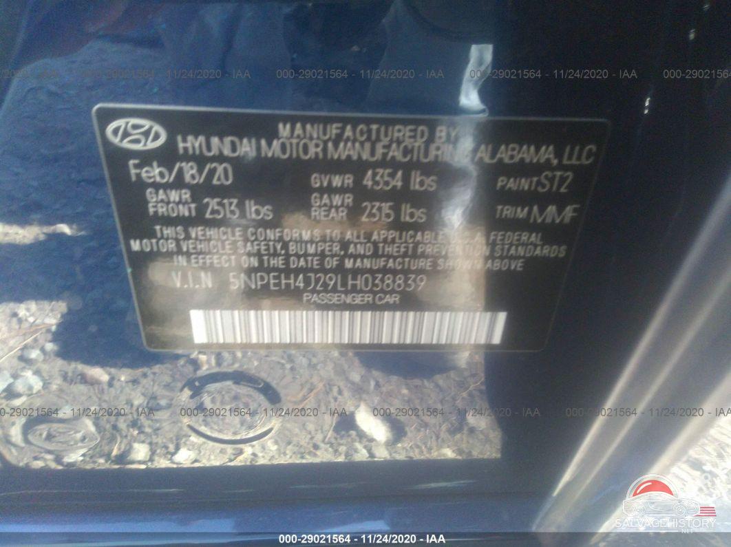 5NPEH4J29LH038839 2020 HYUNDAI SONATA photo no. 9