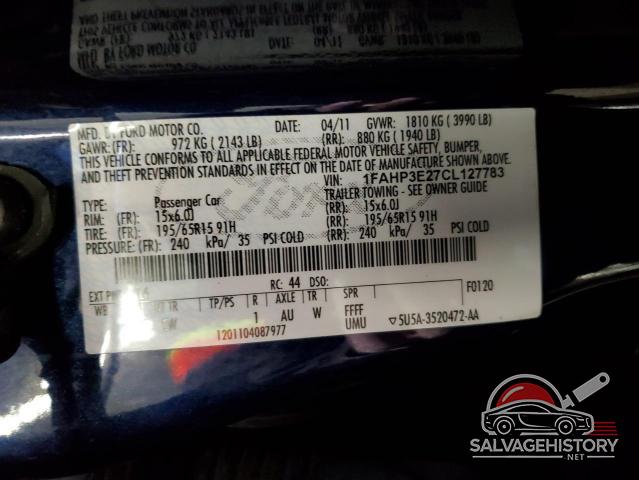 1FAHP3E27CL127783 2012 FORD FOCUS photo no. 12