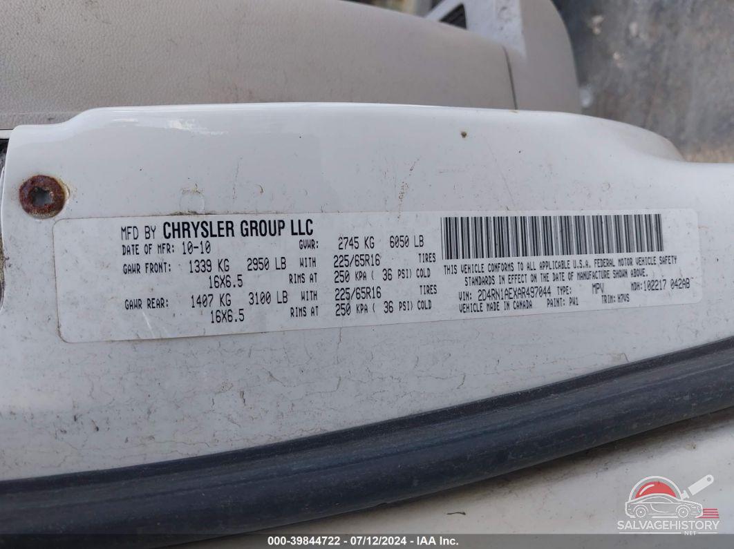 2D4RN1AEXAR497044 2010 DODGE GRAND CARAVAN photo no. 9