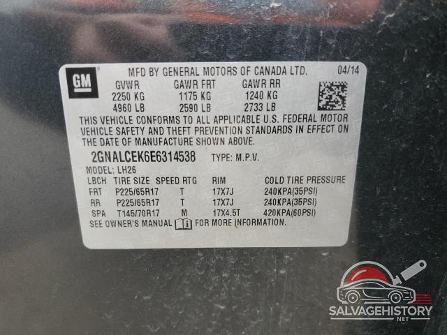 2GNALCEK6E6314538 2014 CHEVROLET EQUINOX photo no. 13