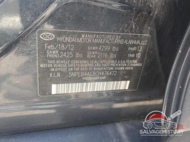 5NPEB4AC8CH476472 2012 HYUNDAI SONATA photo no. 12