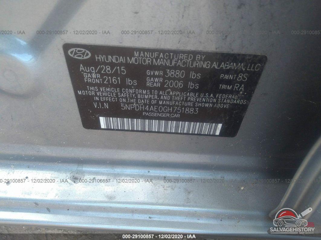 5NPDH4AE0GH751883 2016 HYUNDAI ELANTRA photo no. 9