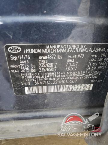 5NMZU3LB2HH015007 2017 HYUNDAI SANTA FE photo no. 13