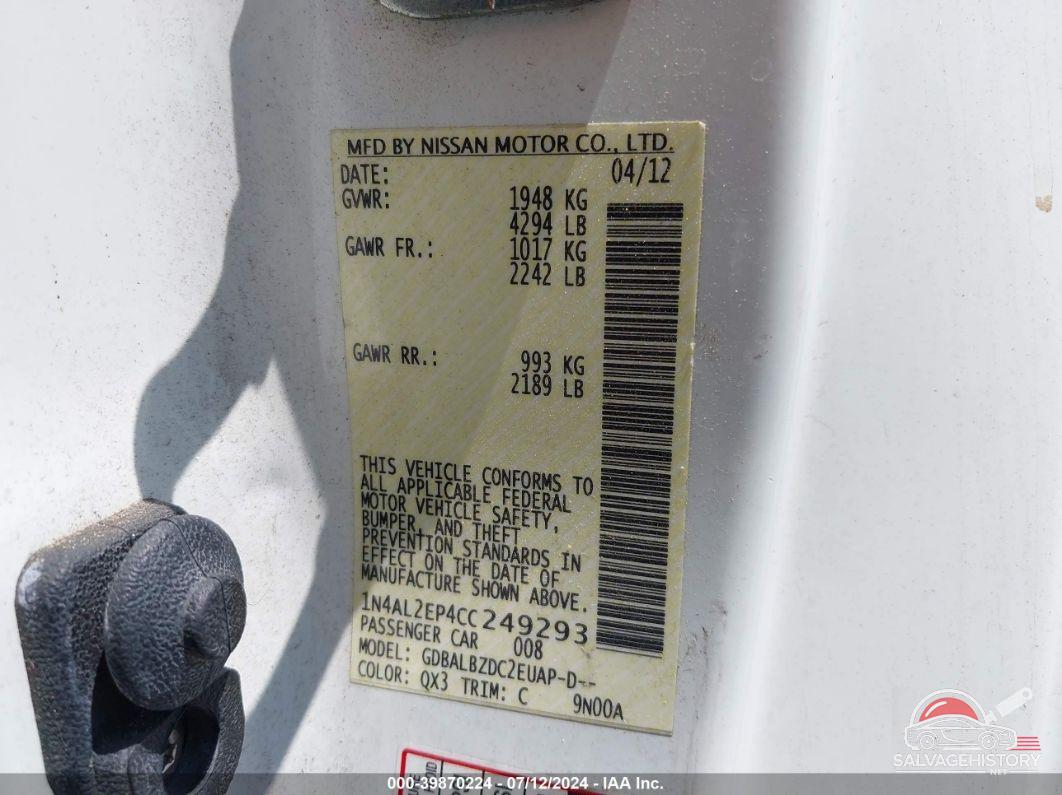 1N4AL2EP4CC249293 2012 NISSAN ALTIMA photo no. 9