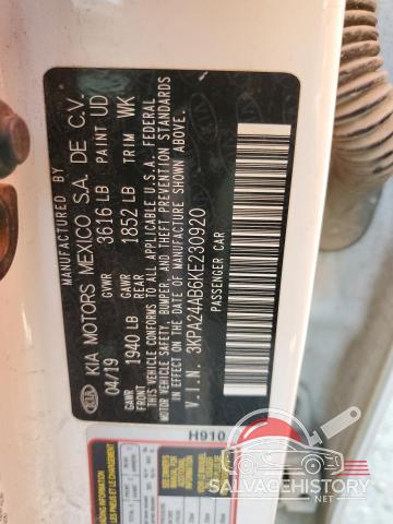 3KPA24AB6KE230920 2019 KIA RIO photo no. 13