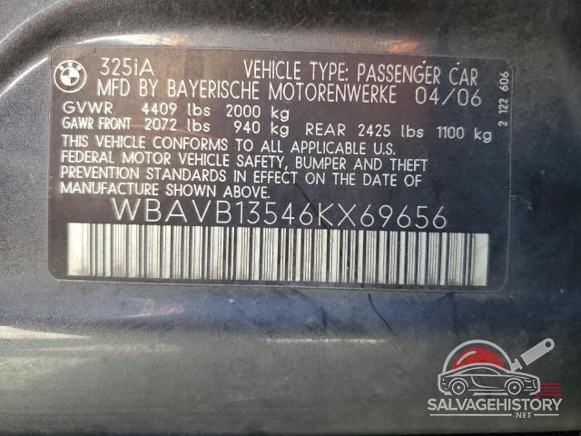 WBAVB13546KX69656 2006 BMW 3 SERIES photo no. 12