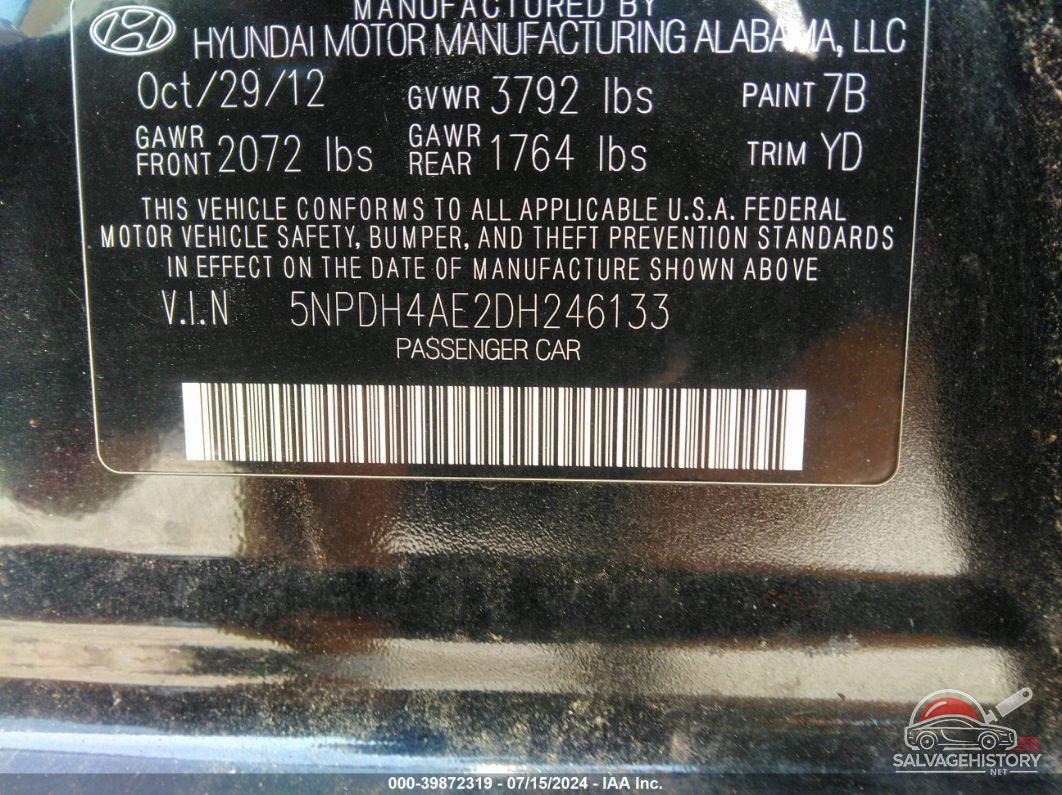5NPDH4AE2DH246133 2013 HYUNDAI ELANTRA photo no. 9