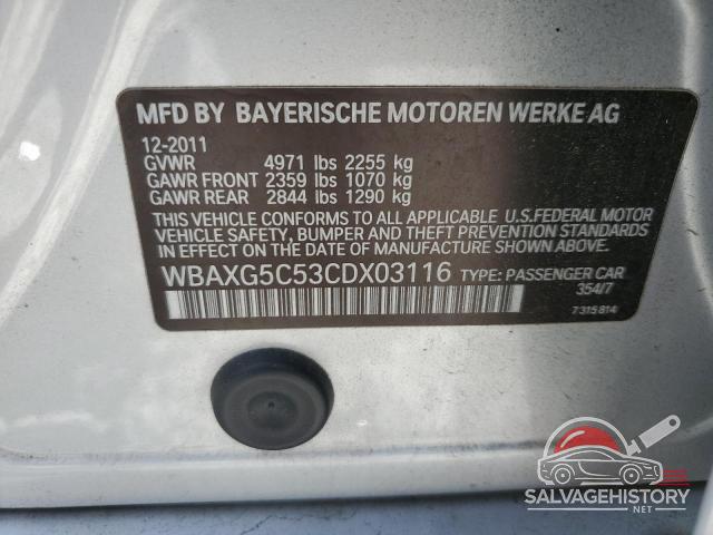 WBAXG5C53CDX03116 2012 BMW 5 SERIES photo no. 12