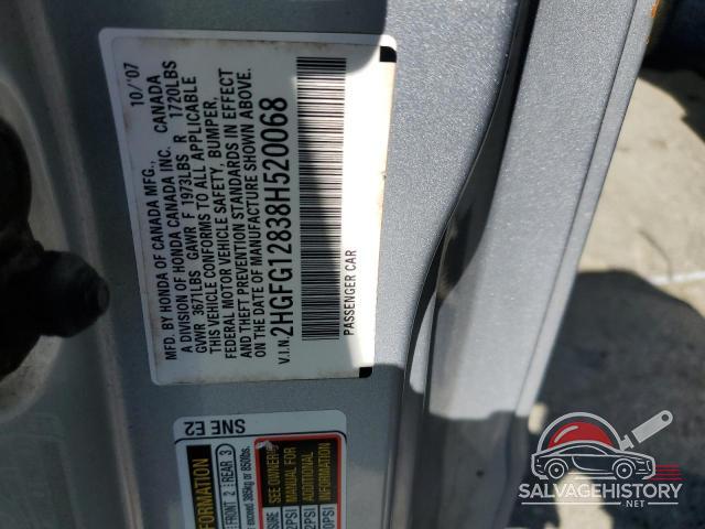 2HGFG12838H520068 2008 HONDA CIVIC photo no. 12