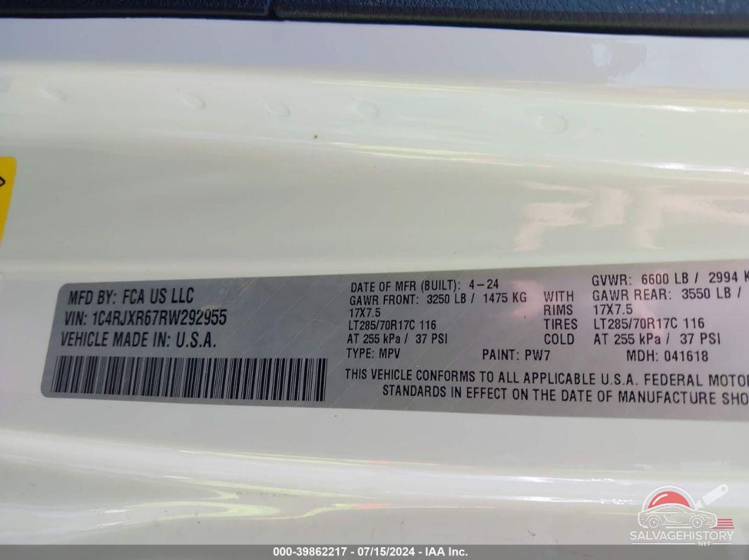 1C4RJXR67RW292955 2024 JEEP WRANGLER photo no. 9
