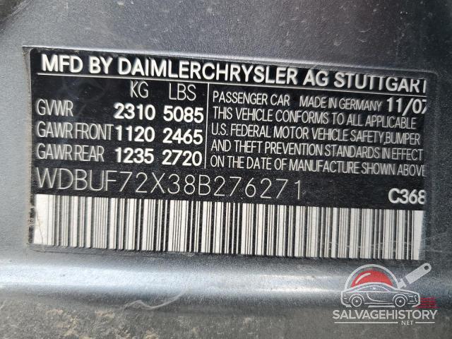 WDBUF72X38B276271 2008 MERCEDES-BENZ E-CLASS photo no. 12