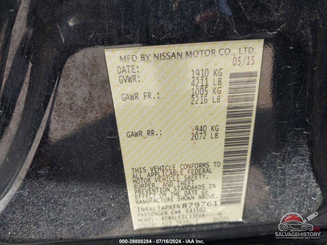 1N4AL3APXFN879761 2015 NISSAN ALTIMA photo no. 9