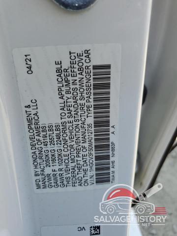 1HGCV3F50MA012735 2021 HONDA ACCORD photo no. 12