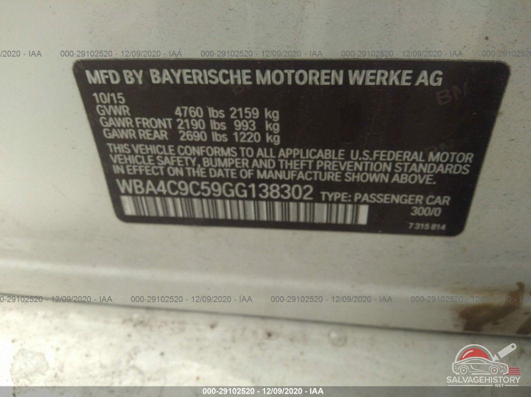 WBA4C9C59GG138302 2016 BMW 4 SERIES photo no. 9