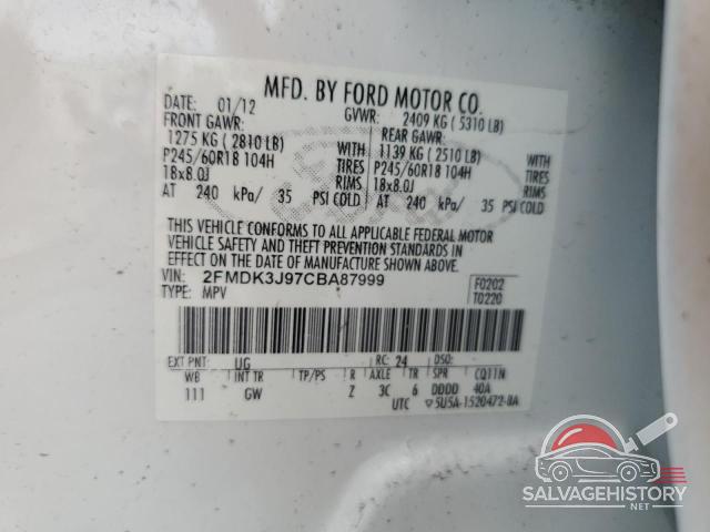 2FMDK3J97CBA87999 2012 FORD EDGE photo no. 13