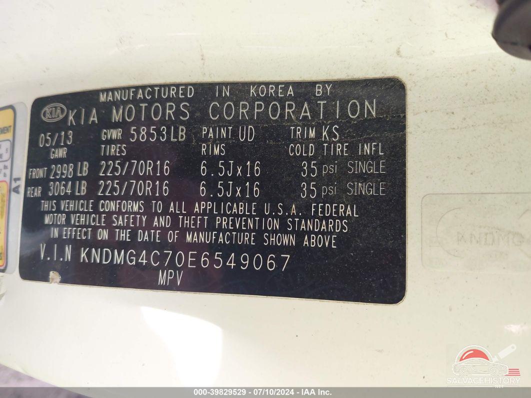 KNDMG4C70E6549067 2014 KIA SEDONA photo no. 9