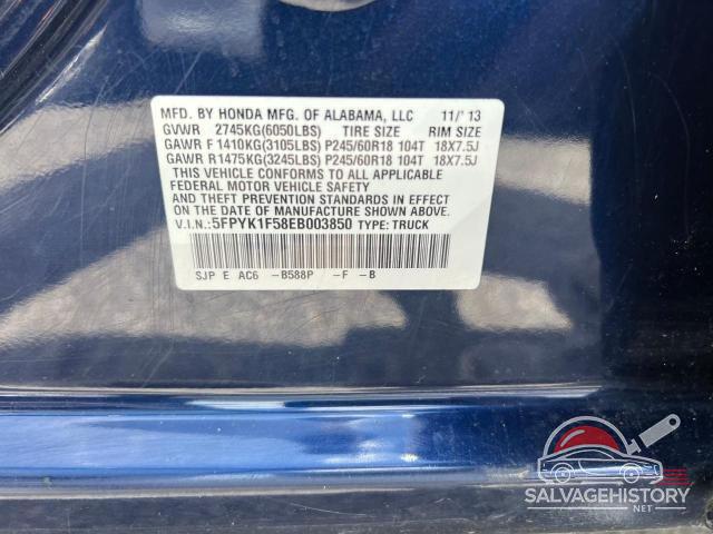 5FPYK1F58EB003850 2014 HONDA RIDGELINE photo no. 10