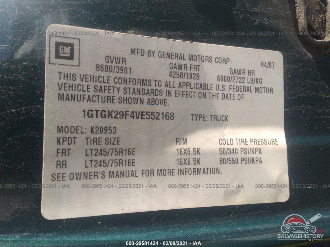 1GTGK29F4VE552168 1997 GMC SIERRA 2500 photo no. 9