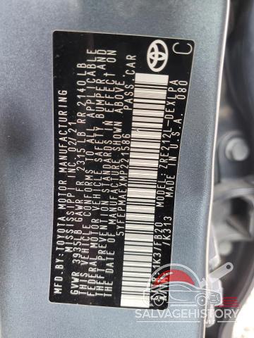 5YFEPMAEXMP221586 2021 TOYOTA COROLLA photo no. 12