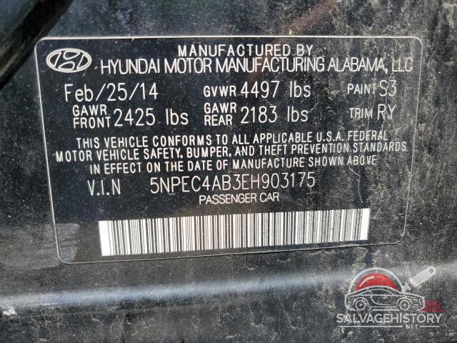 5NPEC4AB3EH903175 2014 HYUNDAI SONATA photo no. 12