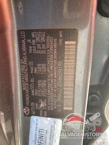 5NMSG13D59H299748 2009 HYUNDAI SANTA FE photo no. 13