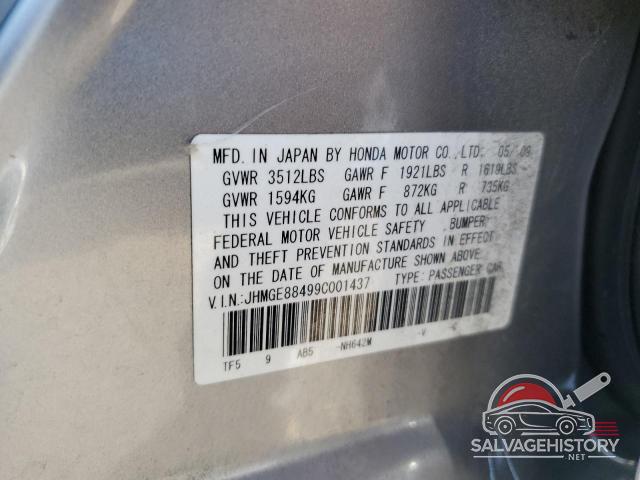 JHMGE88499C001437 2009 HONDA FIT photo no. 12