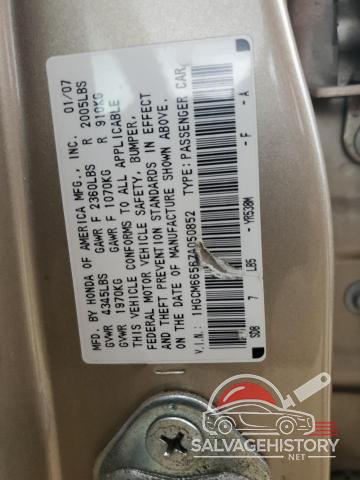 1HGCM66567A050852 2007 HONDA ACCORD photo no. 12