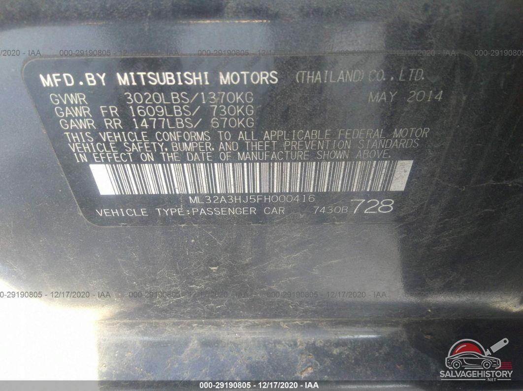 ML32A3HJ5FH000416 2015 MITSUBISHI MIRAGE photo no. 9