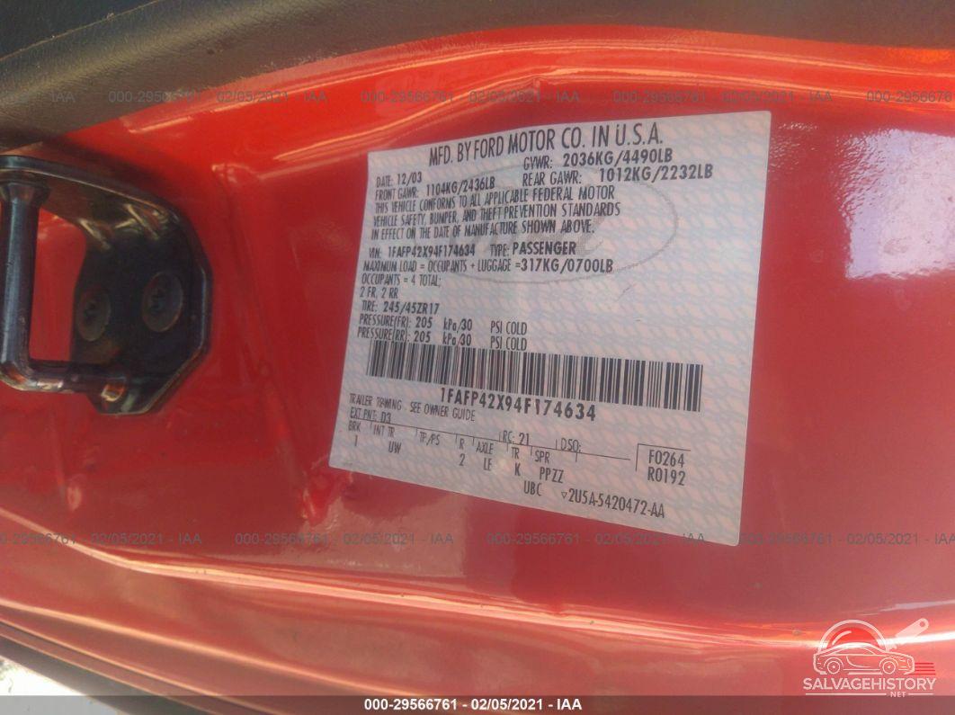 1FAFP42X94F174634 2004 FORD MUSTANG photo no. 9