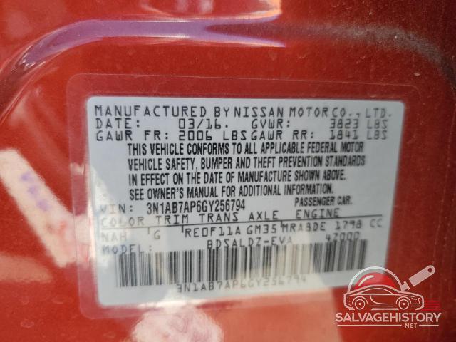 3N1AB7AP6GY256794 2016 NISSAN SENTRA photo no. 12