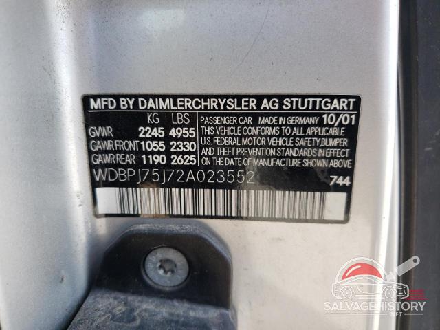 WDBPJ75J72A023552 2002 MERCEDES-BENZ CL-CLASS photo no. 13