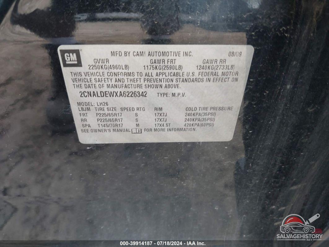 2CNALDEWXA6226342 2010 CHEVROLET EQUINOX photo no. 9
