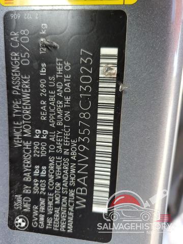 WBANV93578C130237 2008 BMW 5 SERIES photo no. 12