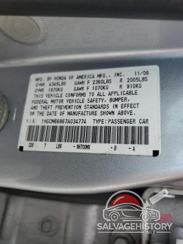 1HGCM66867A034774 2007 HONDA ACCORD photo no. 13