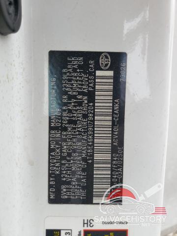 4T1BE46K99U798204 2009 TOYOTA CAMRY photo no. 12
