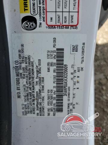 3FAHP0JA5CR320009 2012 FORD FUSION photo no. 12