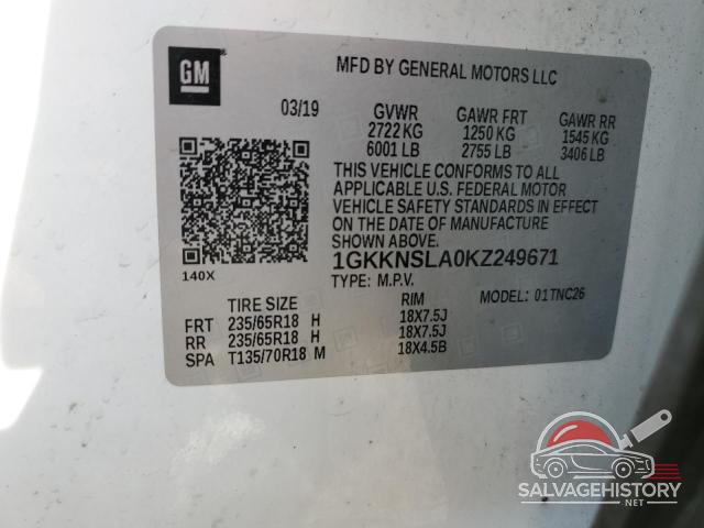 1GKKNSLA0KZ249671 2019 GMC ACADIA photo no. 14