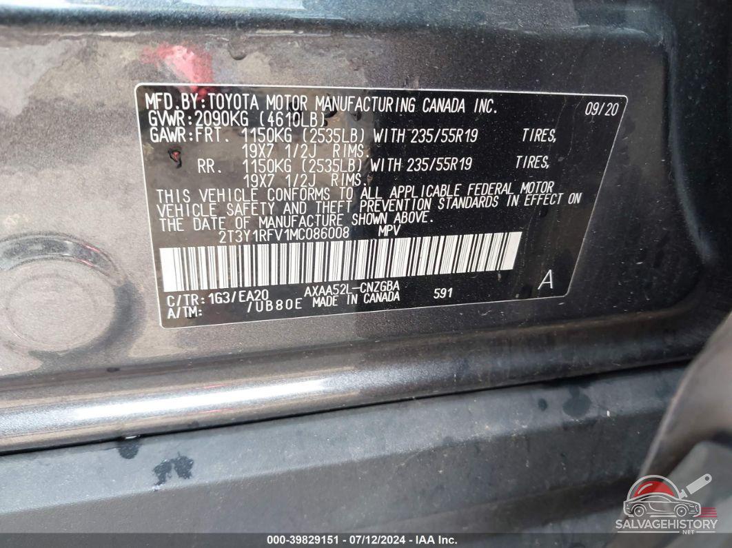 2T3Y1RFV1MC086008 2021 TOYOTA RAV4 photo no. 9