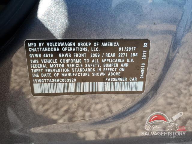 1VWGT7A36HC053929 2017 VOLKSWAGEN PASSAT photo no. 12