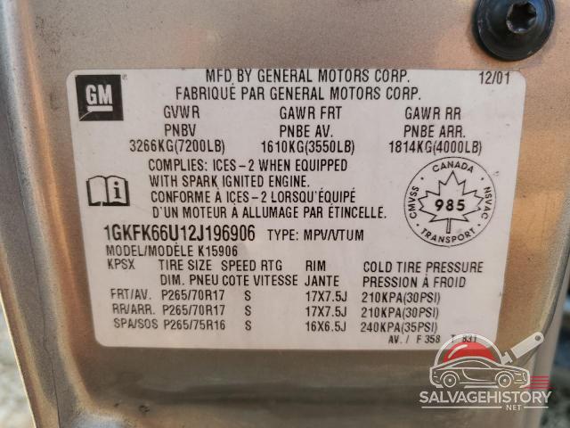 1GKFK66U12J196906 2002 GMC DENALI photo no. 13