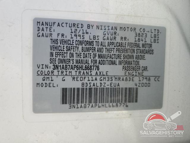 3N1AB7AP6HL668776 2017 NISSAN SENTRA photo no. 12